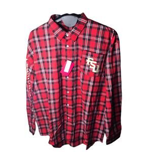 Men’s FOCO Florida State Seminoles FSU Plaid Long Sleeve Flannel Shirt NWT XL